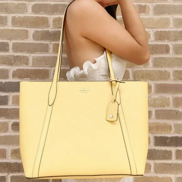 Kate Spade Large Tote Top Zip Shoulder Bag Yellow - Picture 1 of 4
